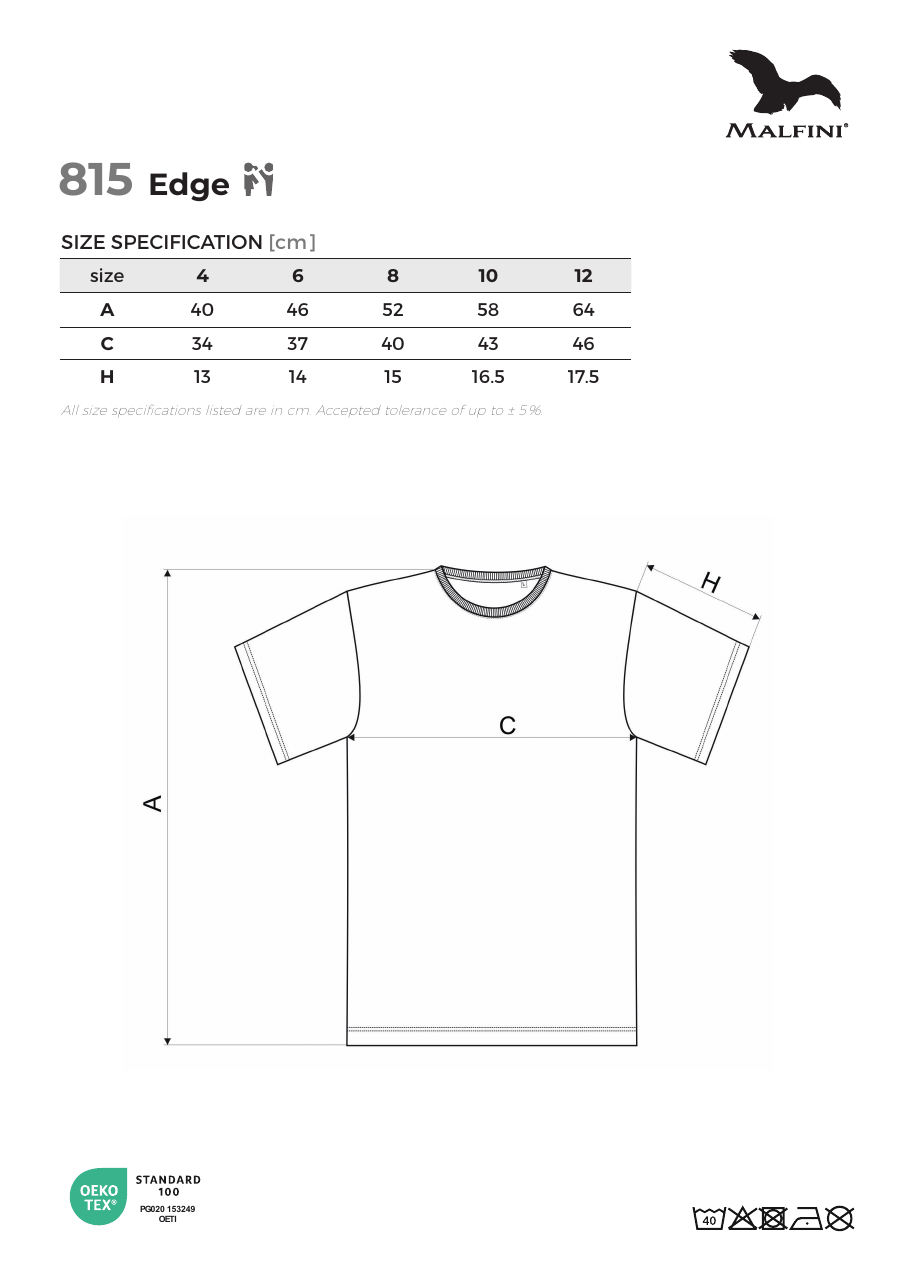 Malfini 815 – tablica veličina
