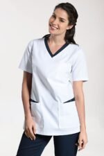 Ženska slip-on tunika Stretch – Bijela/Tamnoplava