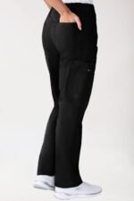 Unisex hlače Stretch s džepom na nogavici – Crna