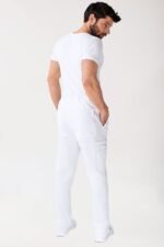 Unisex hlače Stretch s džepom na nogavici – Bijela – kraća duljina