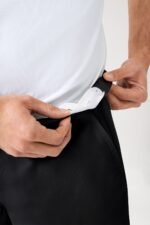 Unisex hlače Stretch s džepom na nogavici – Crna – kraća duljina