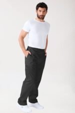 Unisex hlače Stretch s džepom na nogavici – Crna – kraća duljina