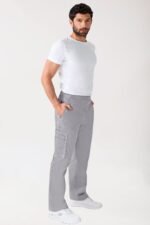 Unisex hlače Stretch s džepom na nogavici – Siva – kraća duljina