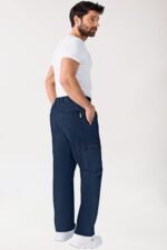 Unisex hlače Stretch s džepom na nogavici – Tamnoplava – kraća duljina
