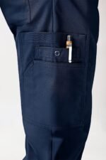 Unisex hlače Stretch s džepom na nogavici – Tamnoplava – kraća duljina